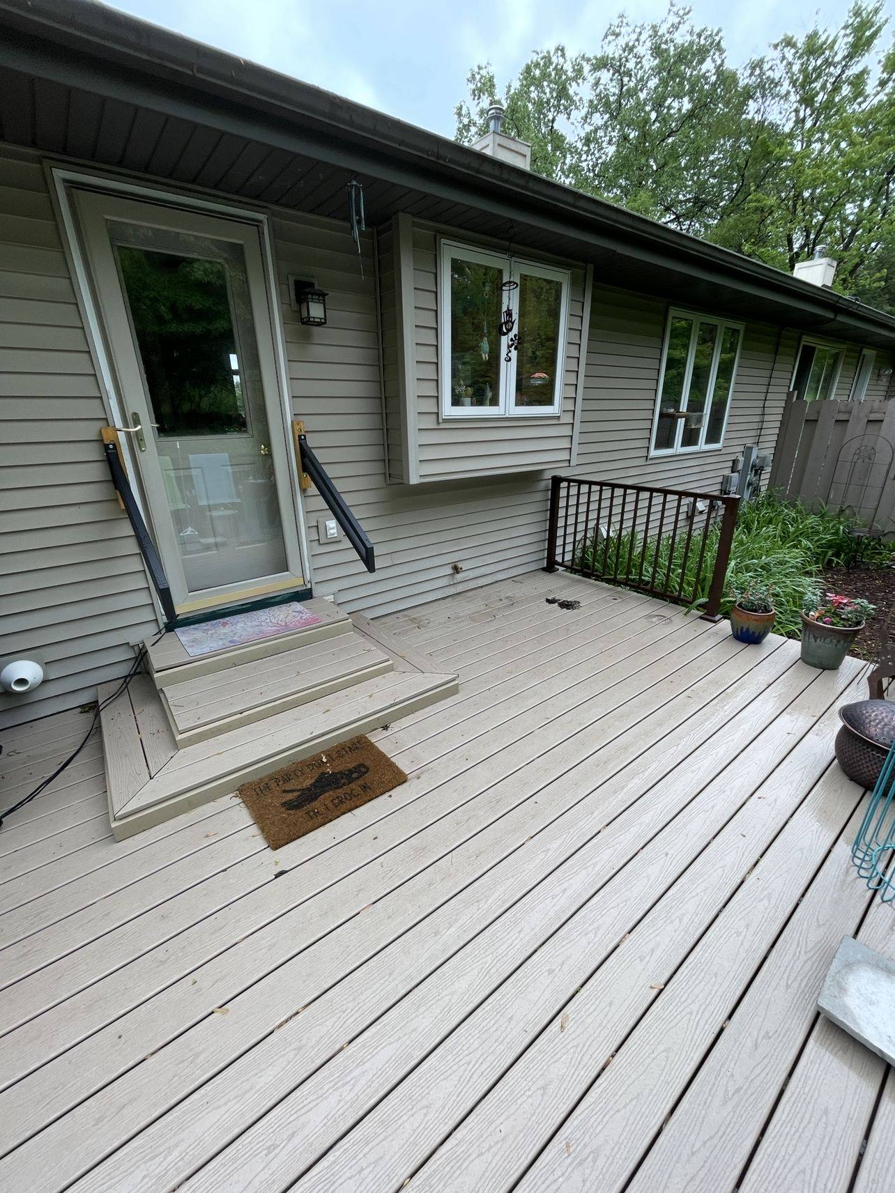 Composite deck steps before railing installation, Dane County WI